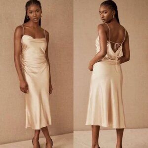 Anthropologie | BHLDN Sachin & Babi Winter Slip Midi Dress Gold Champagne New 6